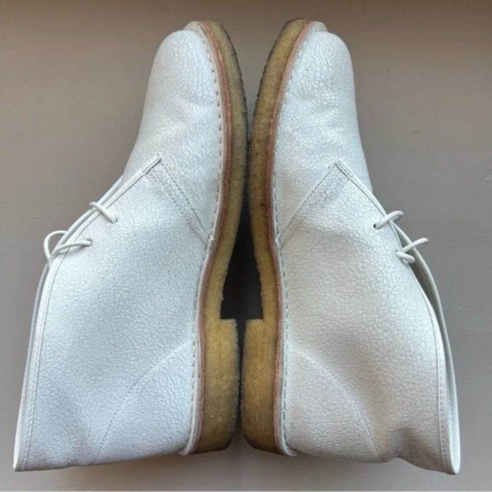 Tory Burch Bergen White Crackle Leather‎ Ankle Boots Booties Women 10 Academia